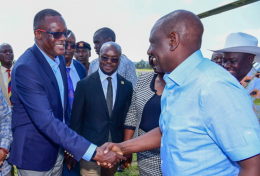 File image of President William Ruto with ICT CS Eliud Owalo in Homa Bay County.